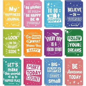 12 Pcs Mini Colorful Notebooks, Funny Motivational Journals Notepads Inspirational Notepads Small Pocket Notebook for Teacher School Office Gift Bulk Prizes Travel Supplies 5x3.2inch