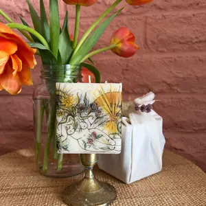Handmade Ostara Cotton Wick Candle with Therapeutic Lavender, Geranium, Wild Orange and Clary Sage Essential Oils for Abundance and Growth - 40 Hour Burn Time, Candle, Gift, Decor