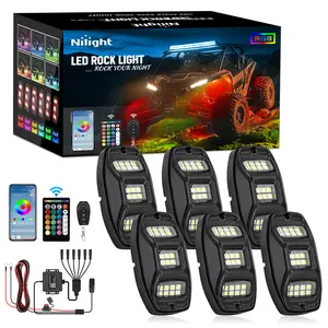Nilight RGBW LED Rock Lights Kit, 6 Pods 22LED Wide Angle Remote & Bluetooth App Dual Control with Music Modes Multicolor Underglow Neon Wheel Well Light Fit for ATV UTV SUV Offroad Truck RZR Boat