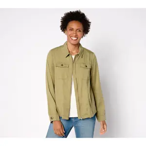 LOGO by Lori Goldstein Zip Front Long Sleeve Jacket