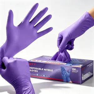 100PCS Violet Disposable Nitrile Gloves, 5.5 Mil Puncture Resistant, Latex & Powder Free, Food Safe for Cooking, Cleaning, Pet Care & Nail Salon