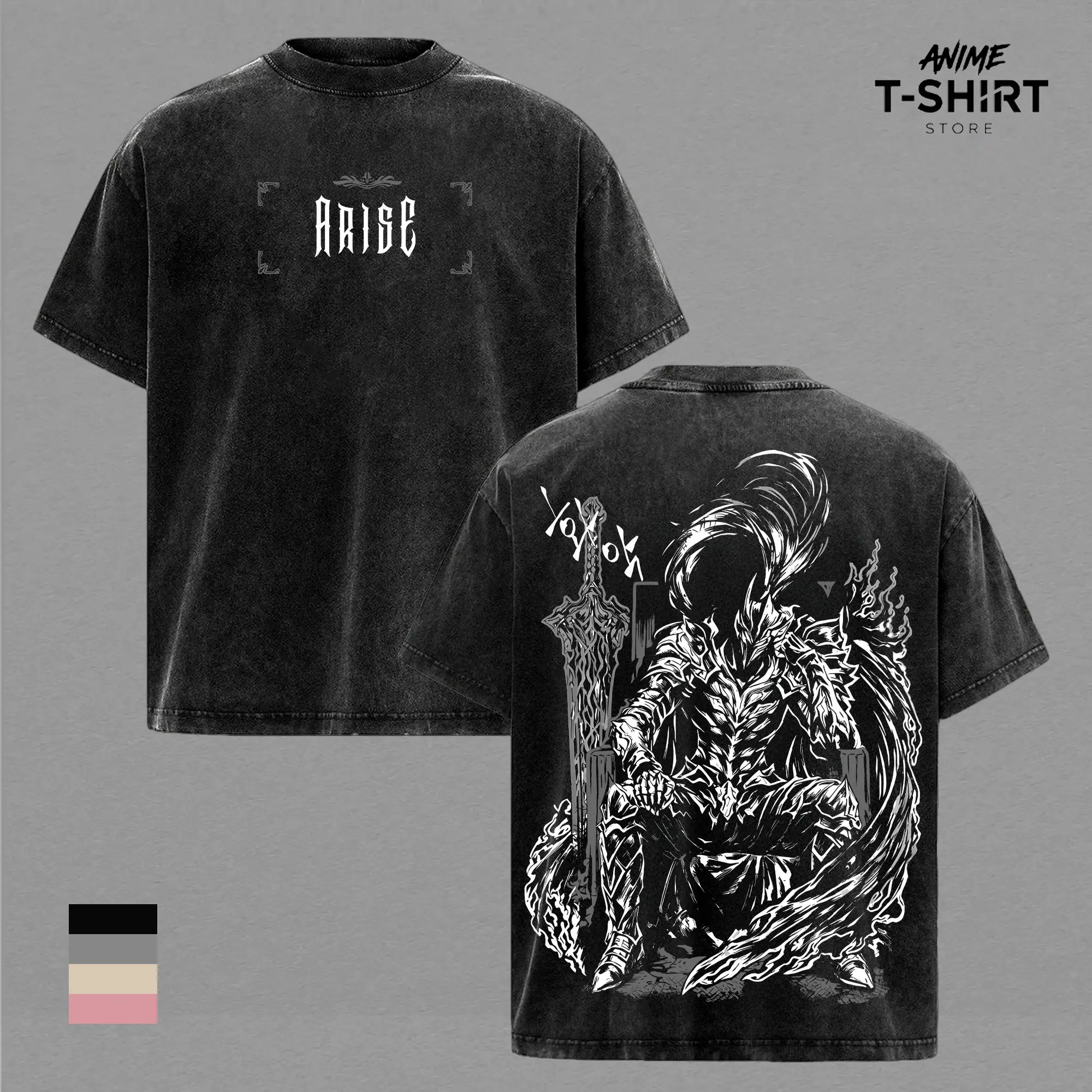 Igris Solo Leveling Vintage Washed Oversized T-Shirt – Dark Anime Graphic Tee, Anime Streetwear Unisex Shirt