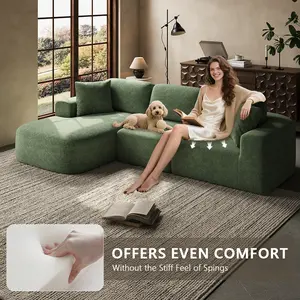 [Summervibes] Boneless Sectional Couch 107'' Modular L-Shaped Boneless Couch Modern Woven Textured Sectional Couch with Chaise Convertible Design No Assembly Required Perfect for Living Room Spring Home Decor Family Gift