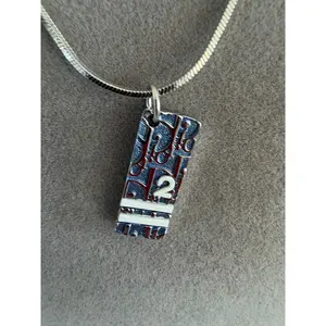 Pre-owned Christian Dior Enamel Oblique Trotter Pendant Necklace