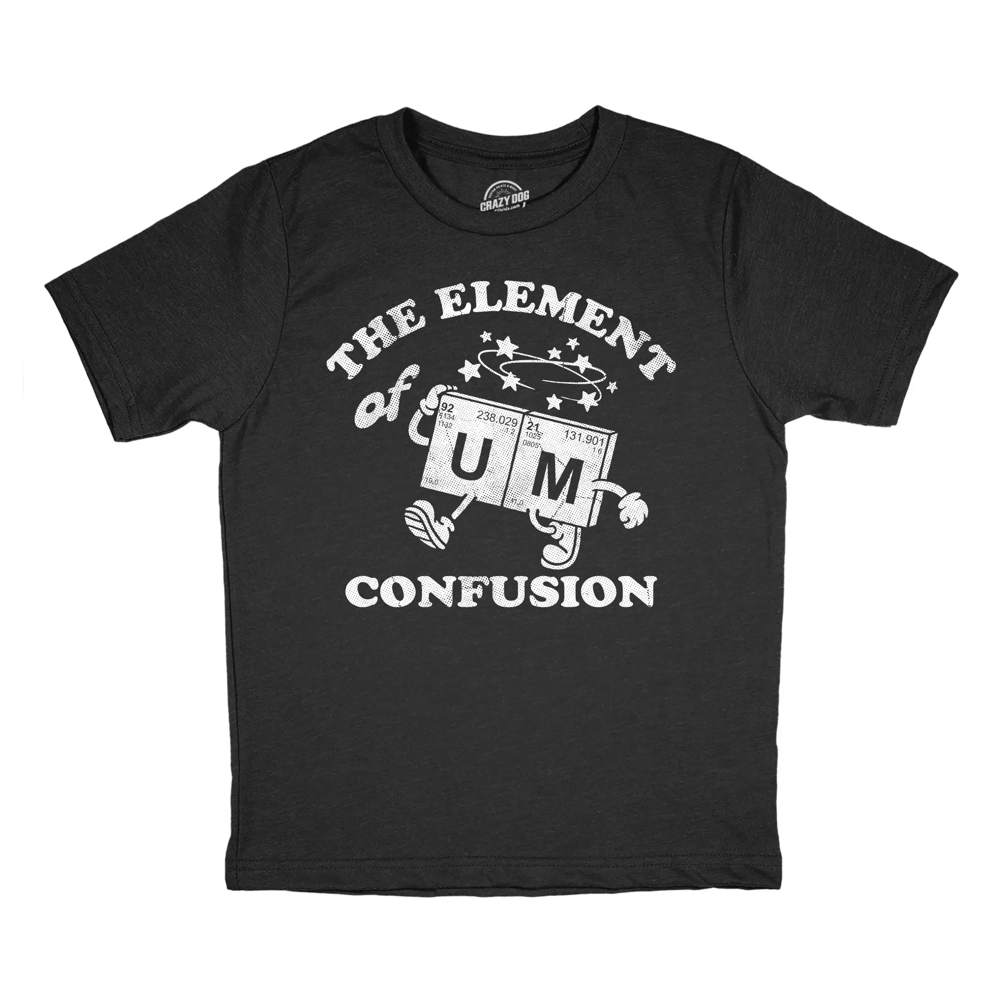 Youth Funny T Shirts The Element Of Confusion Sarcastic Periodic Table Graphic Novelty Tee for Kids Funny T Shirts Nerd Tops for Kid Funny Science Short Sleeve Novelty Tees for Kids Black -