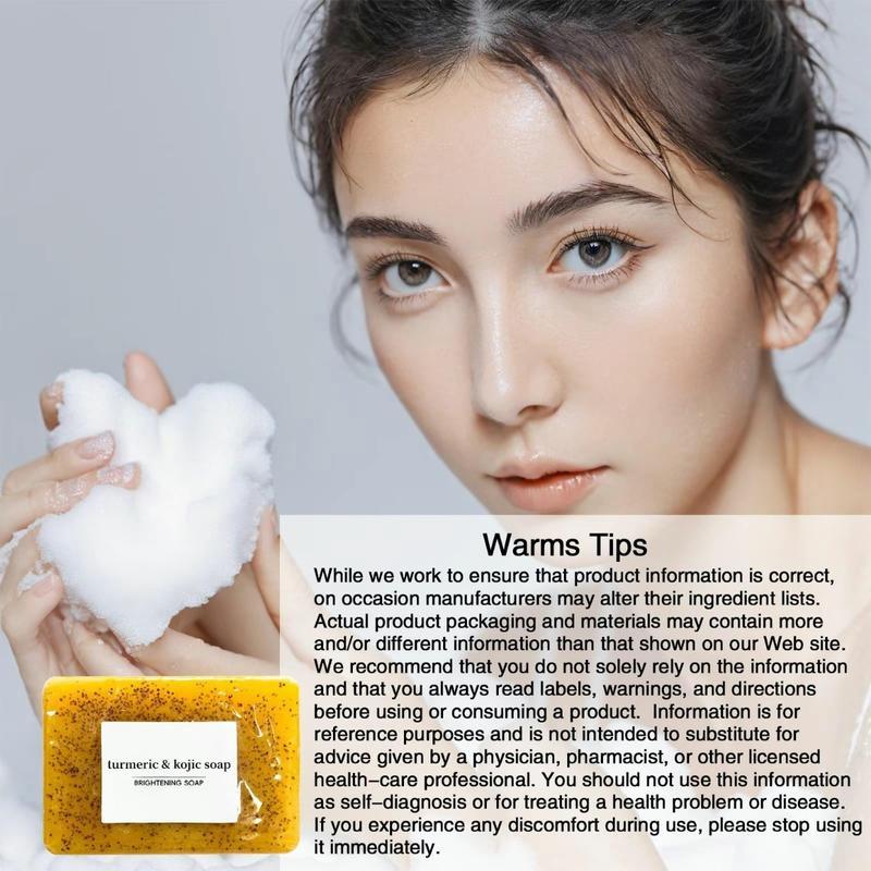 Lemon Turmeric & Kojic Acid Soap Bar, Face & Body Wash, Dark Spot Reducer, Daily Skin Cleanser Sets for Acne-prone Skin, Moisturizing Gentle Kojic Acid Soap Bar Set with Soap Saver Bags Facial Cleansing Facial Wash Skin Repair Skincare