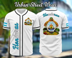 Honduras White Baseball Jersey, Honduras, Unisex Wear, Baseball jersey, Street Wear,