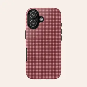 Burgundy Gingham iPhone and Samsung Phone Case 11-17