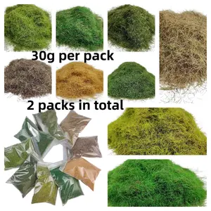 30g X 2 Packs Static Grass Fiber for DIY Model Building, Landscape Scene Material, Nylon Grass Powder, Velvet Grass, Total 60g
