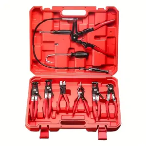 9pcs Long Reach Spring Hose Clamp Pliers Set | Professional Automotive Hand Tools Kit for Fuel, Oil & Water Pipe Clamp Removal, Car Repair Maintenance Hose Disassembly Tool Set