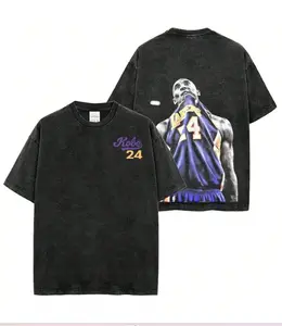 Heavyweight T-Shirt-Double-Sided Vintage Gym To Street KOBE 24 Bootleg Unisex Acid Wash, Cotton T-Shirt Basketball Legend Shirt Gift For True Basketball Fans Graphic Tees Streetwear Outfit