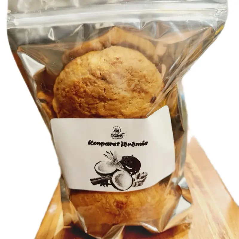 Nana’s Konparèt Jérémie. A traditional Haitian coconut cookie enhanced with ginger,cinnamon,nutmeg, lemon zest.