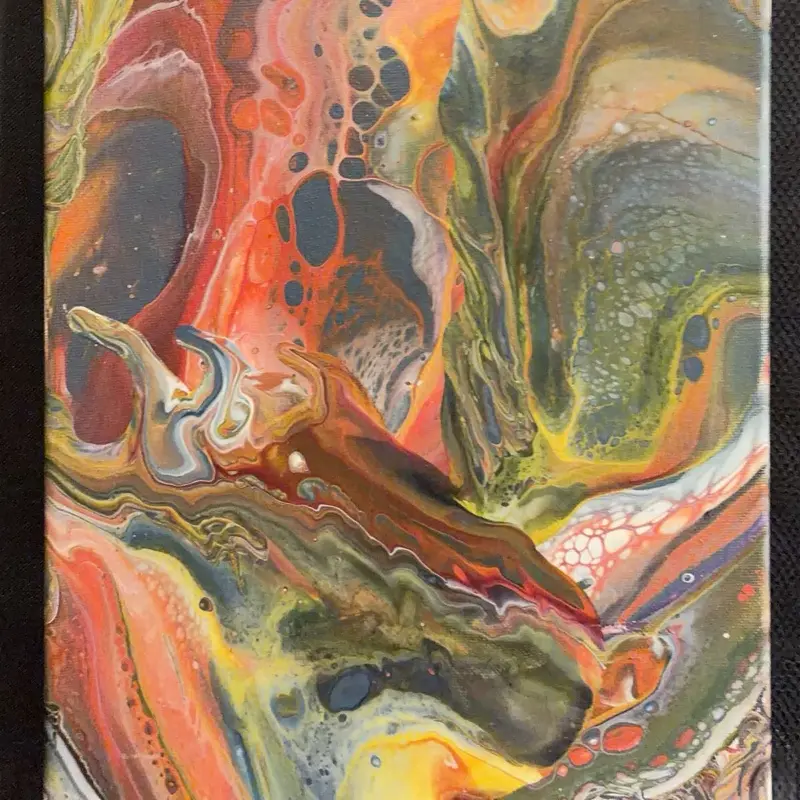Collectible Handmade 11x14 Acrylic Pour Flow Painting, Original Canvas Art for Collectibles & Cultural Item Displays