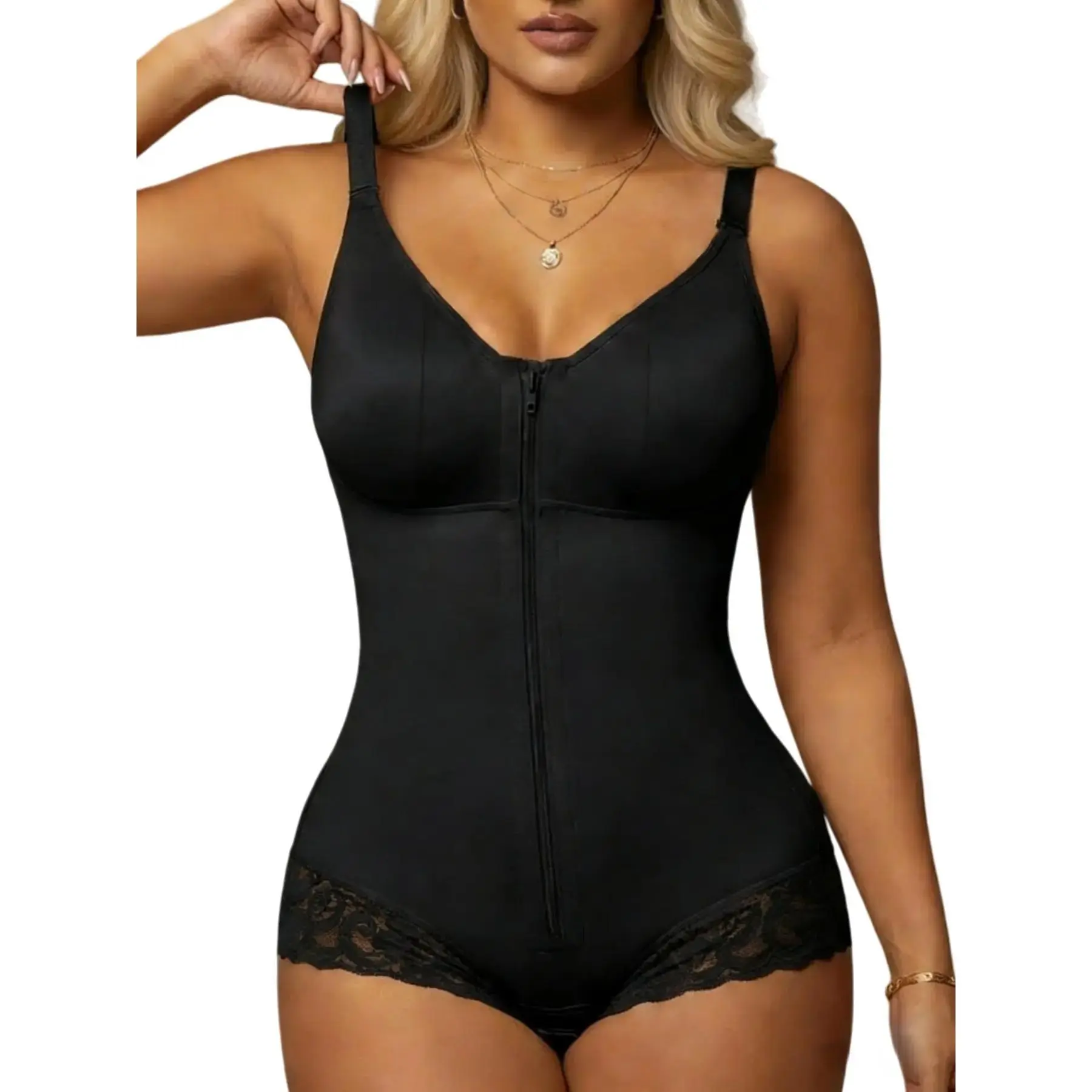 1 Count Women's High Elasticity Butt Lifting And Tummy Control Shapewear Bodysuit with Hooks Crotch, Fajas, Colombiana Shapewear, Full Body Shaper with Adjustable Shoulder Strap, High Compressing Shaperwear Jumpsuit, Suitable For Various Occasions