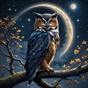 New DIY 5D Diamond Painting Kit, Owl Theme Full Drill Mosaic Art, Home Wall Decor Gift, Small Size, Model Xinghao Z253a, Handmade Gifts