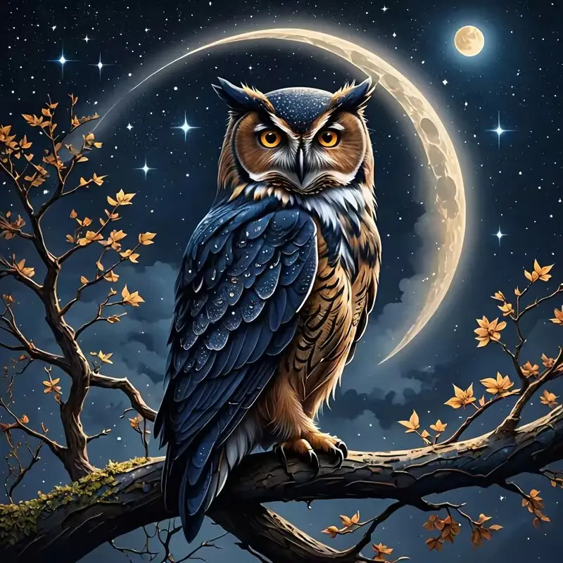 New DIY 5D Diamond Painting Kit, Owl Theme Full Drill Mosaic Art, Home Wall Decor Gift, Small Size, Model Xinghao Z253a, Handmade Gifts