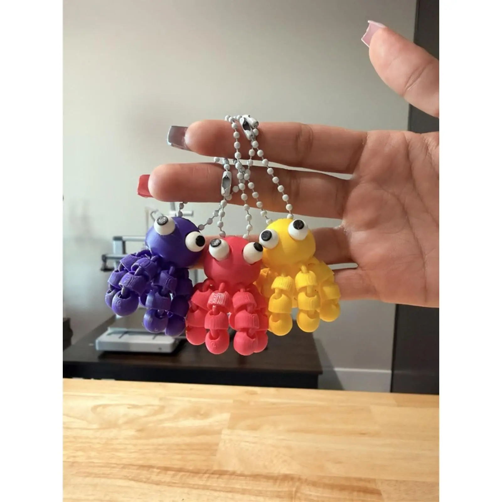 3-Pack Purple Pink and Yellow Keychain Set