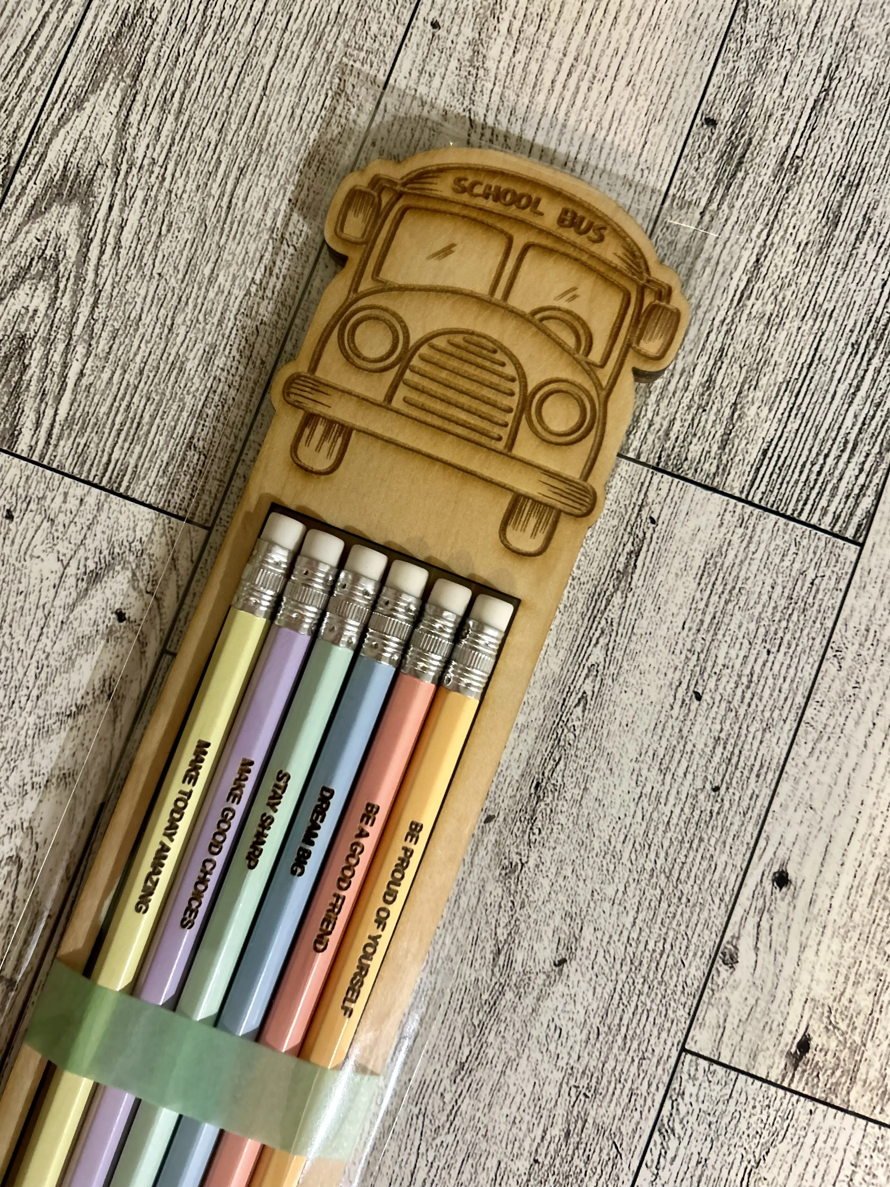 Pack of 6 Custom Engraved No. 2 Pencils for Back-to-School, Personalized with Your Child's Name, Wooden Base Gift Wrapped