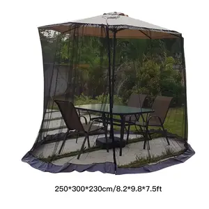 Patio Umbrella Netting 230CM Height Polyester Mesh Parasol Protective Screen Fit 250-300CM Umbrellas