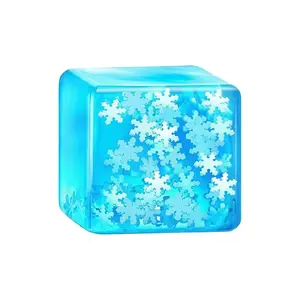 Stress Balls Ice Cube with Snowflakes Inside for Your Best Mellow and Chill, Snow Pieces Silent Nice Square Shape Anxiety Sensory Squishy Fidget Toy Slow Rise, Classroom Prizes, Calming Kids Adults(Blue) outdoorfun