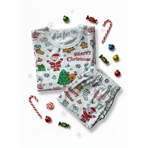Kakadoo Coloring Pajama Set for Kids Christmas 95% Cotton 5% Elastane Washable Fabric Markers Included Creative Sleepwear