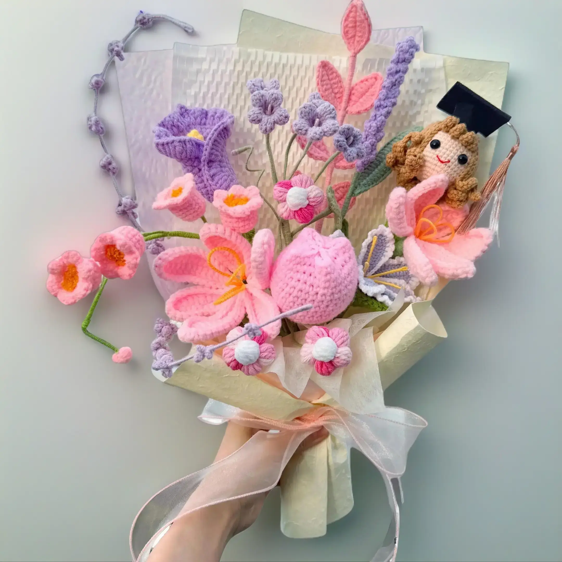 Custom Doll Graduation Bouquet | Handmade Flower Gift