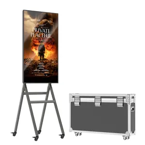 MWE 43 Inch Mobile Digital Signage Display Touchscreen Kiosk with Flight Case, Portable LCD Screen with Screen Mirroring App Publishing, Advertising Display Poster, Android OS
