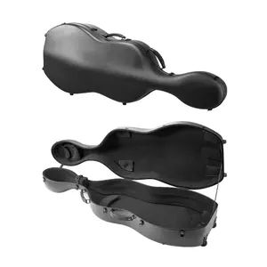 【FathersDayGift】 VEVOR 4/4 Full Size Cello Case, Composite Carbon Fiber, Lightweight Portable Travel Carrying Bag, with Plush Lining, Dual Shoulder Straps, Anti-Scratch, Professional Cello-Shape, for Cello, Black