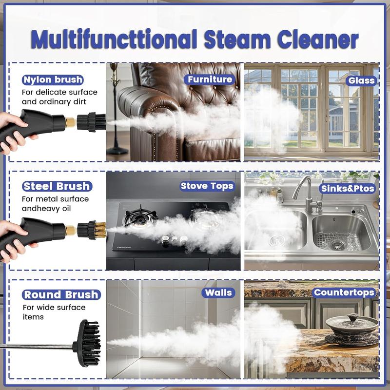 Lumina CleanMaster 2500W Handheld Multi-Function Steam Cleaner,Six Gear Adjustment,with 12 Replacement Parts,Portable Car Steam Cleaner,Suitable for Home and Car,Cleaning Washing Machines,Air Conditioners,Kitchen Grease,Car Detailing and Bathroom Cleaning