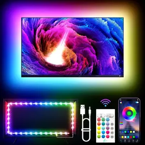 TV LED Lights, 11.5ft LED Lights for 32-55 Inch TV, RGB TV Backlight Behind with Remote, Music Sync Bluetooth APP Control Strip Lights USB Powered for Bedroom, PC, Gaming Monitor