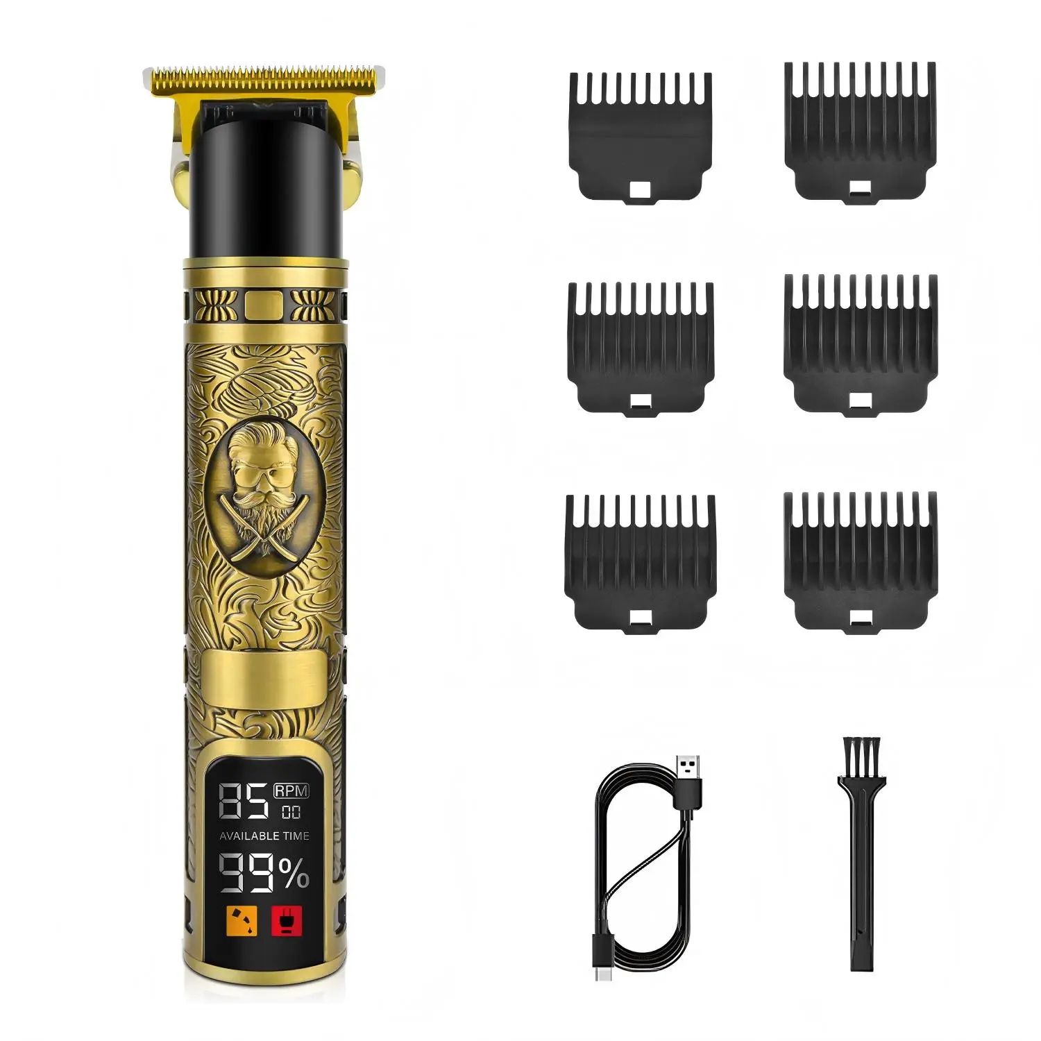 Men’s Grooming Kit Cordless Electric Beard & Hair Trimmer, USB-C Charging with LED Display & 4 Guide Combs, Ideal for Salon Personal Daily Use & Men’s Gift