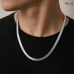 Sleek Stainless Steel Herringbone Flat Link Chain Necklace with Lobster Clasp High Polish Tarnish Resistant Minimalist Style for Men Women Daily Casual Formal Wear Gift