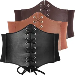 SUOSDEY Women’s Elastic Costume Waist Belt Lace-up Tied Waspie Corset Belts for Women Halloween