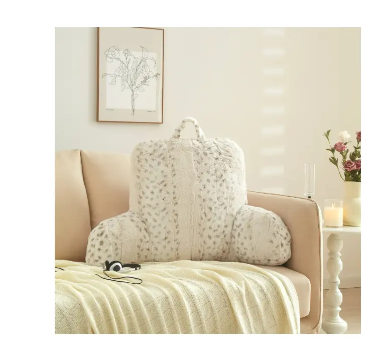 Snow Leopard Faux Fur Backrest Pillow 23"x 30" Soft Faux Fur Design for Comfortable Sitting
