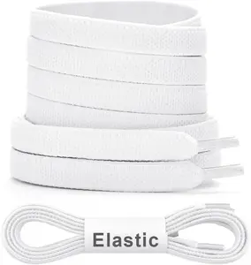 Flat Elastic Shoe Laces - 5/16" Firm Stretch Shoelaces Replacement for  High Tops