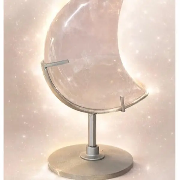 Rose Quartz Crescent Moon Crystal | Calm Love Emotional Reset | High-Polish Carving | Glows Under Light | Perfect for Bedroom & Meditation | Brazilian Origin | One-of-a-Kind Energy Piece