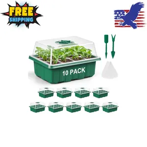 10 Pack Seed Starter Tray Seed Starter Kit (120 Cells Total Tray) with Adjustable Humidity Dome