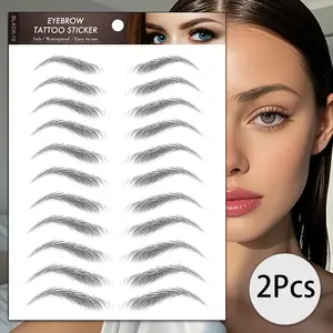 2 Pack Eyebrow Tattoo Stickers, Quick Application, Multiple Styles, Natural Look, Easy Brow Enhancement, Festival & Halloween Style