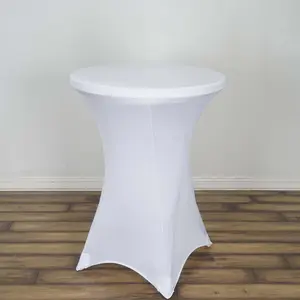 Spandex Round Cocktail Table Cover 30" White for High Top Tables - Easy to Maintain Stretch Fitted Highboy Tablecloth