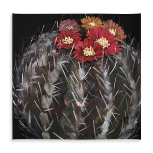 Begin Home Decor C1TC58585SR5WX 58 x 58 in. Floral Botanical Tablecloth - Mammillaria Cactus in Bloom Decor