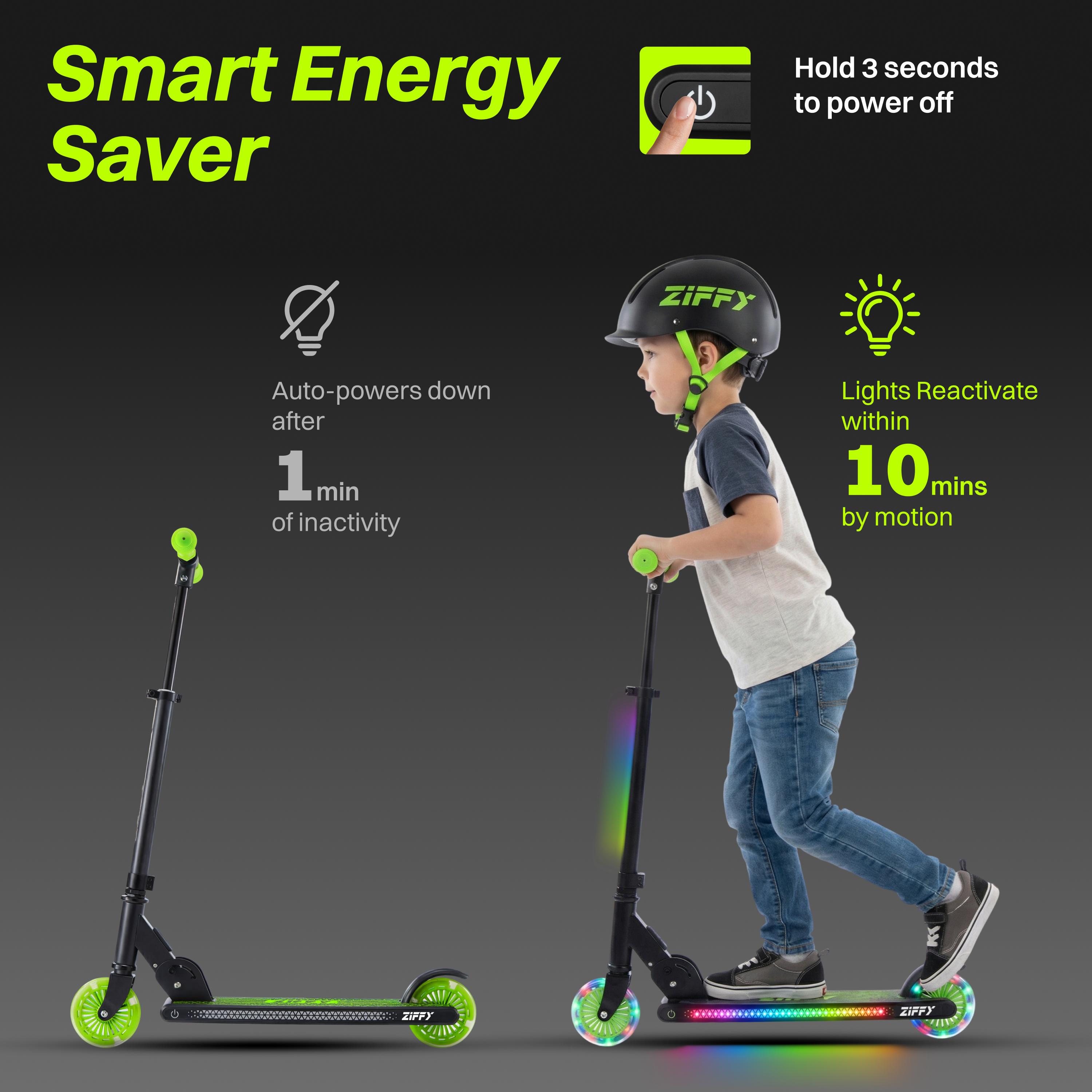 JOVA  Light Up Scooter for Kids 3-12, 2 Wheel Foldable Kids Kick Scooter, 3 Adjustable Height, ABEC-7 Bearing with 4'' PU Wheels, Rear Foot Brake, Gift for Boys& Girls, Pink/green (Up to 110lb)