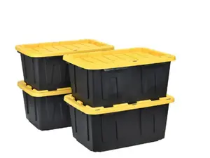Member's Mark 27 Gallon Heavy-Duty Black & Yellow Storage Tote Classic Design 20.6" D x 30.6" W x 14.3" H 1 Pack or 4 Pack