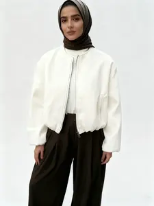 Women's Zipper Jacket Coat, Casual Style Women's Outerwear, Perfect for Fall & Winter Daily Wear, Fitted Design, Moderate Fabric Thickness