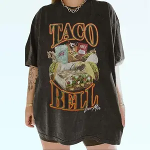 Taco Bell 90s Bootleg Tee Unisex Cotton T-Shirt, 100% Cotton, Medium, Short Sleeve, Men's & Women's - Jersey
