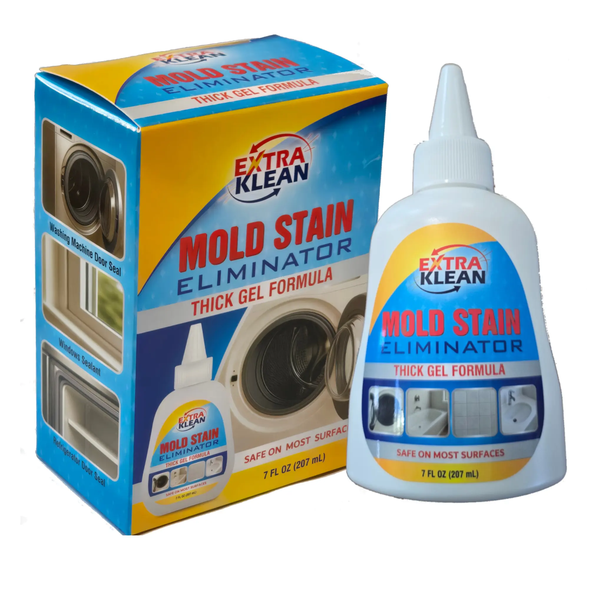 Mold Stain Remover Gel - For Tile, Grout, Caulking - Cleaning Formula for Bathroom & Kitchen - 7 oz