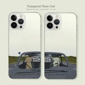 Funny Cartoon Driving Dogs Couple Phone Cases For iPhone 17 16 15 14 13 12 11 Promax Pro Air Plus Animals Silicone Soft TPU Shockproof Cover Protection Gifts For Christmas Halloween Birthday