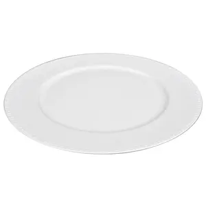 Silver Plastic Charger Plates 13 in. White with Beaded Rims, Simple Design, Ideal for Various Occasions
