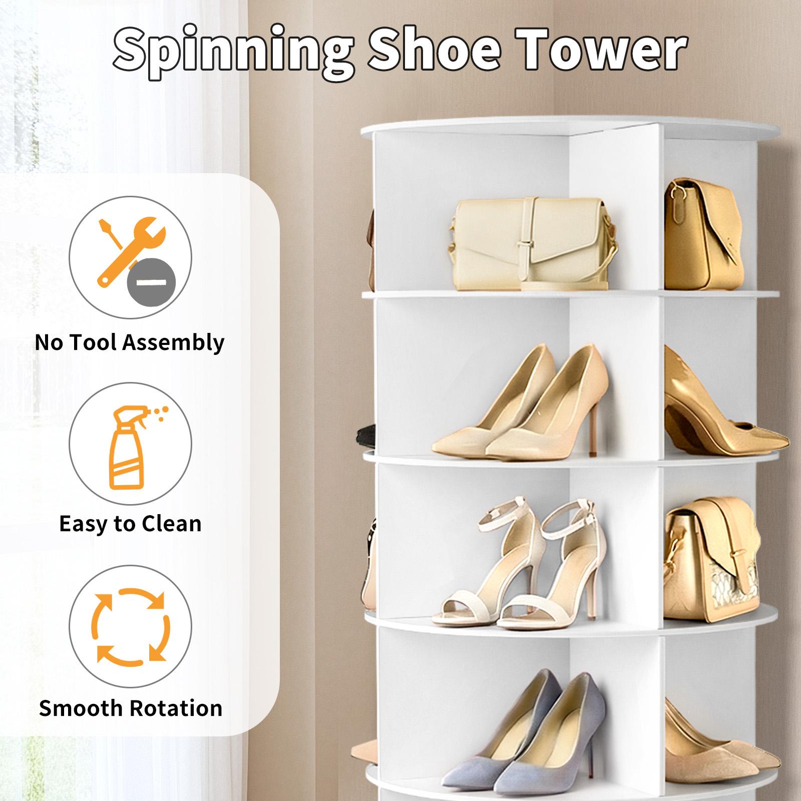 7-Tier 360° Rotating Shoe Rack Organizer, Wood-Plastic Composite, 60x60x184 cm, White, Space-Saving, Durable, Easy Assembly, Shoe Storage System 7-Tier 360° Rotating Shoe Rack Organizer, Wood-Plastic Composite, 60x60x184 cm, White, Space-Saving, Durable, Easy Assembly, Shoe Storage System