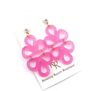 Riveting Ranch Boutique - Pink Geometric Earrings - Lightweight Elegant Design for Everyday Wear