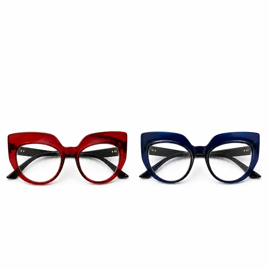 Bold Cat-Eye Reading Glasses for Women, +1.0 to +4.0 Readers for Books, Phones, Menus and Labels, Red or Navy Blue